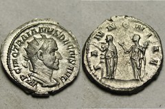 Genuine ancient Roman silver coin Antoninianus Trajan Decius 249 AD PANNONIAS