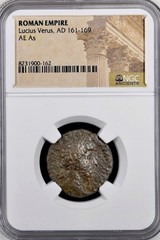 Emperor Lucius Verus 161-169AD NGC Genuine Roman Bronze As Coin Scarce