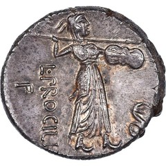 [#1021666] Procilia, Denarius, 80 BC, Rome, Silver, MS(60-62), Crawford:379/1