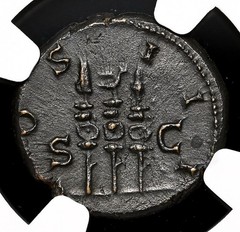 ROMAN EMPIRE. Hadrian, AD 117-138. Æ Semis, Military Standards, NGC AU