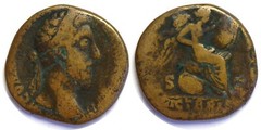 177-192 AD Roman Commodus Victory Seated AE Sesterius RIC 452
