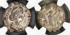 Faustina JR, AD147 – 175, AR Denarius, NGC CH VF, Wife Marcus Aurellius