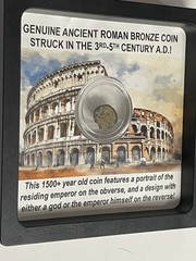 Authentic Roman Empire Bronze Coin Historical Framed In Case Souvenir Antique