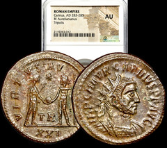 283-285 AD Carinus Ancient Roman BI Antoninianus 21mm Coin Tripolis Mint NGC AU