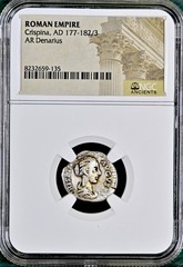 Roman Empress Bruttia Crispina Silver Denarius NGC Genuine Coin 177-183AD Nice