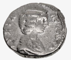 AR denarius. Julia Domna. 196 – 211 AD. Rome. Vesta reverse 16-17mm