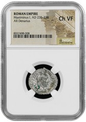 Roman Empire Maximinus I AD 235-238 AR Denarius, Rev Fides NGC CH VF