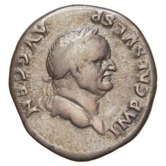 ROMAN EMPIRE – 73 AR Denarius – Vespasian – SPQR within Wreath