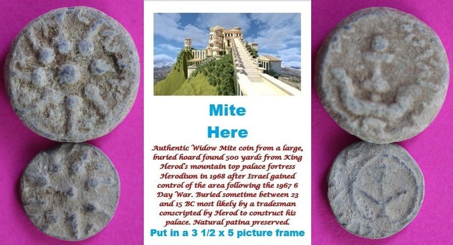 ORIGINAL Desert Patina 2 Widows Mites Herods Hoard Holy Land Artifact COA A21