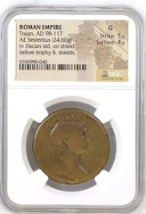 Trajan “Dacia Capta” AE Sestertius – Rome Mint, AD 108–110 | NGC Certified G