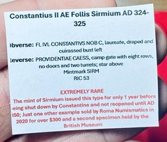 Constantius II Caesar AE Follis Sirmium AD 324-325, CAMPGATE, EXTREMELY RARE, XF