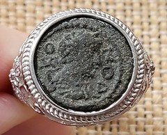 Ancient Roman Emperor Gladiator Commodus Authentic Coin 925 Silver Ring with COA
