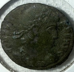 Ancient Roman Bronze Coin 1st–4th c. AD Detailed Reverse Dark Patina 2 Soldiers