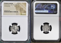 Ancient Roman Silver Denarius Emperor Commodus NGC Genuine Coin 177-192AD