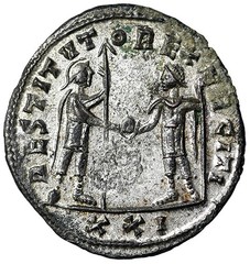 Aurelian Silvered Antoninianus “Restoration of the Military” Nice Silvering