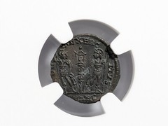 Constantine II Roman Empire AE4 BI Nummus AD 337 NGC Ch AU Soldiers Standards