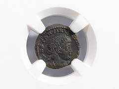 Constantine II Roman Empire AE4 BI Nummus AD 337 NGC Ch AU Soldiers Standards