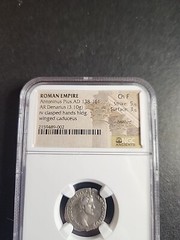 Roman Silver Coin Antoninus Pius AD 138-161 AR Denarius Rome Clasped Hands