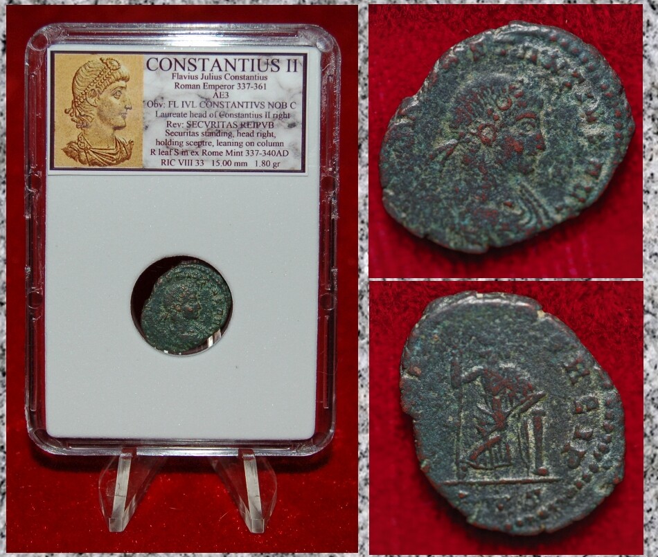 Ancient Roman Empire Coin CONSTANTIUS II Securitas “SECURITY OF REPUBLIC”