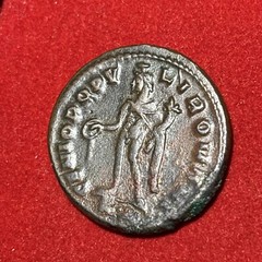 Roman Bronze Coin — Maximinus Follis 286-305 A.D. Rev Genius Red Brown Patina