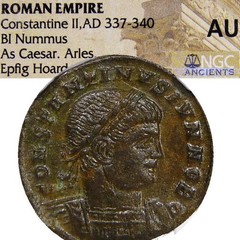 Constantine II Epfig Hoard RIC R4-5! Extremely RARE NGC AU Roman Coin Arles mint