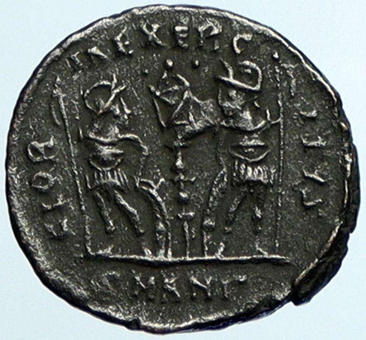 CONSTANTIUS II Authentic Ancient 337AD Roman Coin w LEGIONARY SOLDIERS i105389