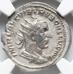 Trebonianus Gallus 251 AD NGC XF Victory Goddess Silver Ancient Roman Coin D121