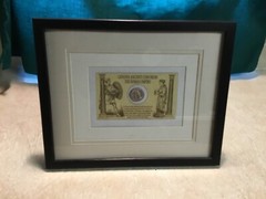 RARE FRAMED WOOD MATTED SILVER ROMAN EMPEROR CARACALLA 211-217 COIN BLACK CAESAR