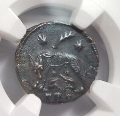 She-Wolf Twins Constantine I NGC AU Roman Empire Nummus Child Remus Romulus Roma