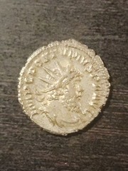 Postumus silver Antoninianus “SAECVLI FELICITAS Spear & Globe” A.D. 260 to 269