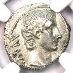 Augustus Silver AR Denarius Octavian Roman Coin 27 BC – Certified NGC XF (EF)