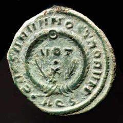 *Lucernae* Crispus Æ Follis CAESARVM NOSTRORVM VOT X Palms Aquileia 316-326 AD