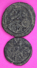 2 Nice Widows Mite Coins Holy Land Artifact Display Card Export Permit COA @L83