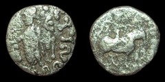 Indo Scythian Kingdom, Azes II 35 BC- 5 AD Billon Drachm Coin 2.1g/ 14.4mm