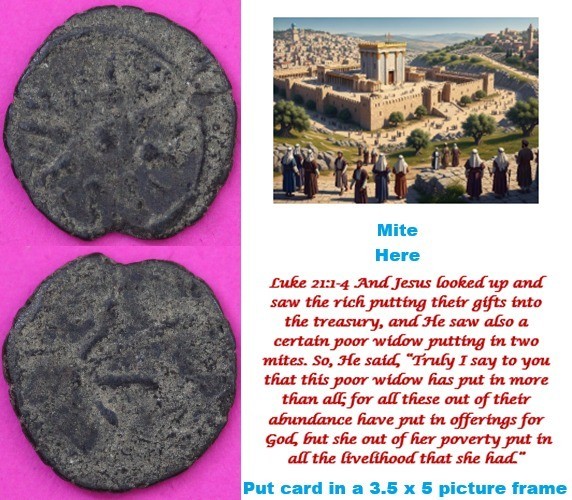 Quality Widows Mite Coin Holy Land Artifact Display Card Jesus Era COA @G836