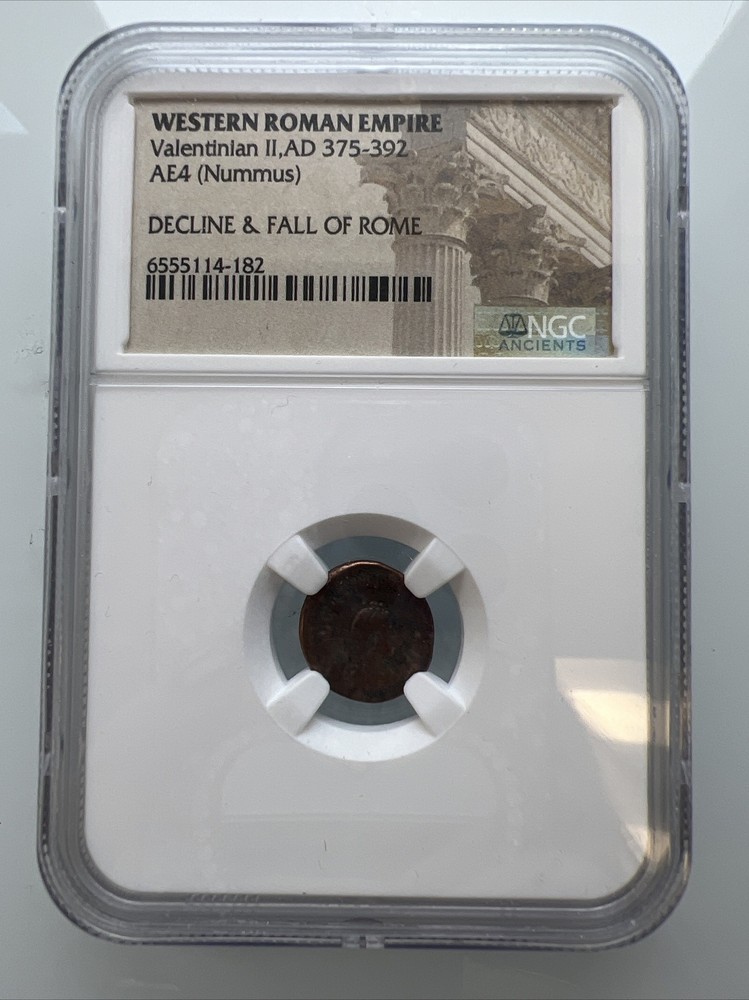 Western Roman Empire Valentinian II, AD 375-392 AE4 Decline & Fall Of Rome NGC