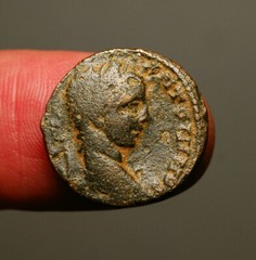 Z-792a ROMAN ANTIOCH, Elagabalus 218-222AD, AE As, ” Δ Є ” in Wreath