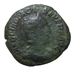 ROMAN. SESTERTIUS OF OTACILIA SEVERA. WIFE OF PHILIP I. 244-249 AD.