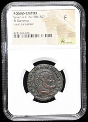 ROMAN EMPIRE. Severus II. As Caesar, AD 305-306. Æ Follis, Carthage, NGC Fine