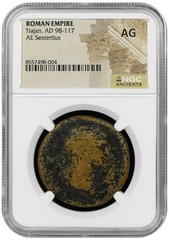 Roman Empire Trajan AD 98-117 AE Sestertius RIC 656 NGC AG
