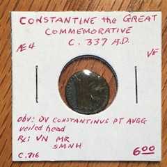 circa 337 AD AE4 Constantine the Great Veiled Head #G311