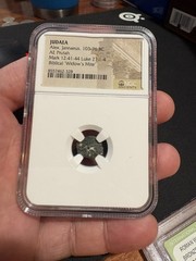 Ancient Judaea Biblical “Widows Mite” – Alex. Jannaeus 103-76 BC AE Prutah NGC~