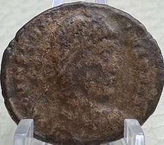 Ancient Roman Coin 353-354 AD Emperor Constantius II Soldier Spearing Horseman