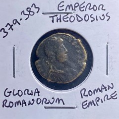Genuine Ancient Roman Coin 379-383AD Emperor Theodosius Holding Globe Glory Rome
