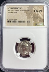 Ancient Silver Roman Denarius Emperor Severus Alexander 222-235 AD NGC Graded