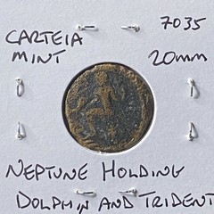 27BC-14AD Roman Coin Fortuna and Neptune Ancient City Carteia Reign of Augustus
