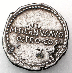 MARC ANTONY AR DENAR ATHENS mint 32b.c M SILANVS AVG Q PRO COS 3.13g/20mmRR x-5