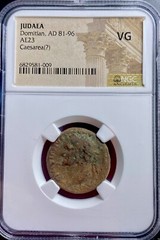 Emperor Domitian 81-96 AD Judaea Caesarea Genuine NGC Graded Ancient Roman Coin