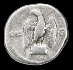 VESPASIAN / Eagle on Cippus COS VII. 76 AD Rome mint. Roman Empire Denarius Coin