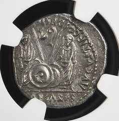 Augustus NGC Choice XF GAIUS & LUCIUS CAESARS w/ Shields Ancient Roman Coin D786